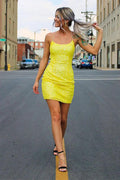 Vestido sexy dorado con brillantes y diamantes de imitación para el regreso a casa
