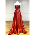 Women's Spaghetti Straps Beads Sparkly Prom Dress