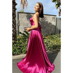 Vestido de fiesta de dos piezas con escote en V, tirantes finos y bolsillos 