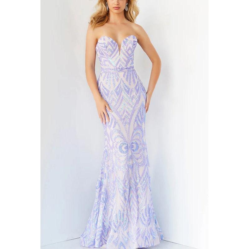 Sweetheart Strapless Sleeveless Sequined Mermaid Long Prom Evening Dress