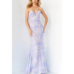 Sweetheart Strapless Sleeveless Sequined Mermaid Long Prom Evening Dress