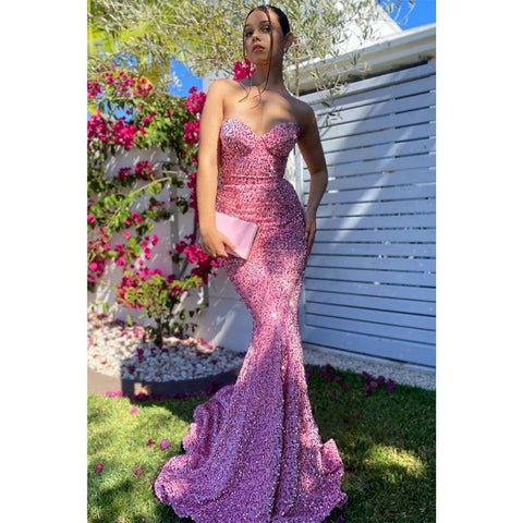 Sweetheart Sequins Mermaid Prom Dress Glitter