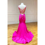 Vestido de fiesta de sirena sencillo con escote en V pronunciado 