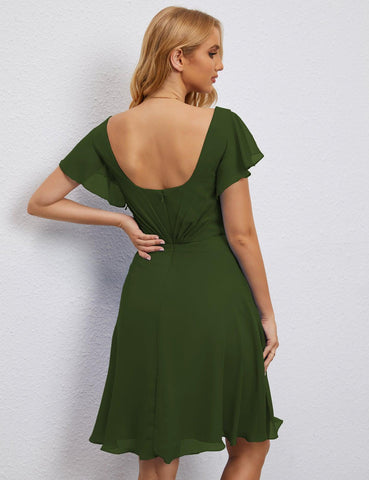 Numbersea Chiffon Bridesmaid Dress V Neck Short Cocktail Gowns For Juniors Homecoming Dresses 28077