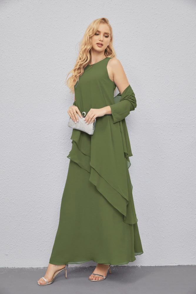 NumberSea-Mother of Bride Dresses with Open Front Lightweight Cardigan Formal Prom Gown 28081 Martini Olive