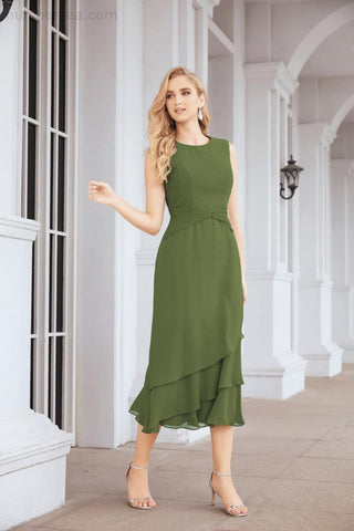 Numbersea Formal Party Gown Dress Chiffon Long Mother of The Bride Dresses with Ruffle Cape 28072 - numbersea