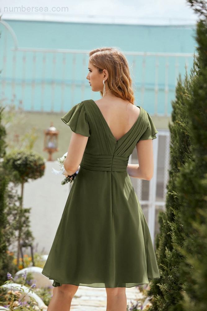 Neck Chiffon Bridesmaid Dresses Formal Cocktail Prom Gown Homecoming 28013