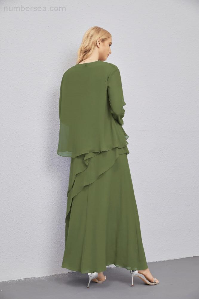 Mother of Bride Dresses with Open Front Lightweight Cardigan Formal Prom Gown 28081-numbersea