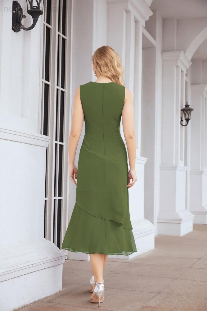 Numbersea Formal Party Gown Dress Chiffon Long Mother of The Bride Dresses with Ruffle Cape 28072 - numbersea