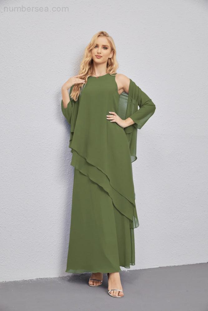 Mother of Bride Dresses with Open Front Lightweight Cardigan Formal Prom Gown 28081-numbersea