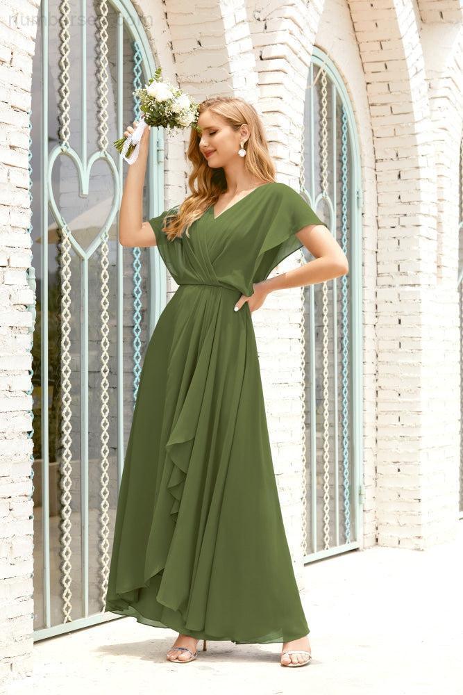 Numbersea Mother Of The Bride Dresses Plus Size V-Neck Floor Length Formal Prom Dress For Wedding
