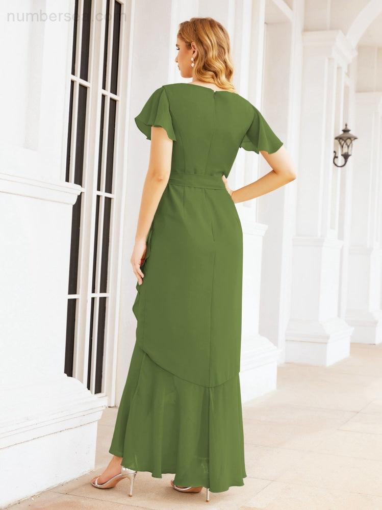 Numbersea Ruffled Bridesmaid Dresses Mermaid Formal Violin Evening Party Prom Gowns 28042-numbersea