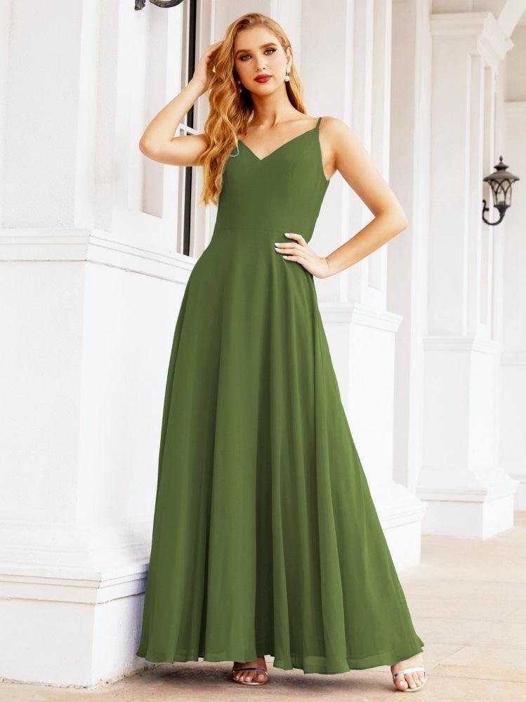 Numbersea Spaghetti Strap Bridesmaid Dresses V Neck Butterfly Back Fromal Evening Party Prom Gown 28036-numbersea