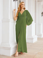 Numbersea Bridesmaid Dresses with Split for Wedding Party Flutter Sleeves 28045-numbersea