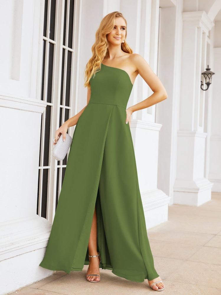 Numbersea Women's One Shoulder Formal Prom Gowns for Mother of The Bride Side Slit Bridesmaid Dresses 28052-numbersea