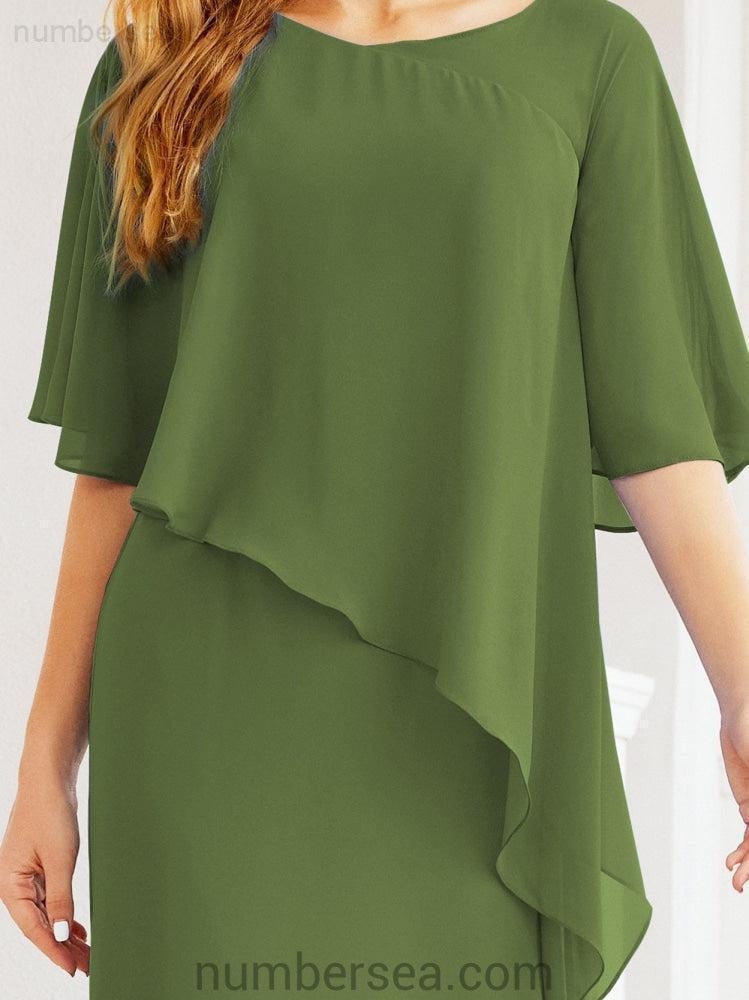 Numbersea Formal Party Gown Dress Long Chiffon Mother Of The Bride Dresses With Ruffle Cape 28026