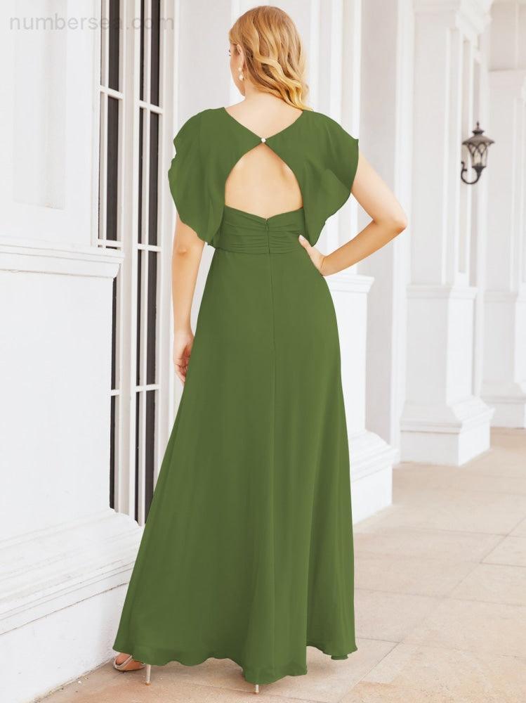 Numbersea Bridesmaid Dresses Cape Formal Prom Dress Open Back Gowns for Mother of The Bride 28058-numbersea