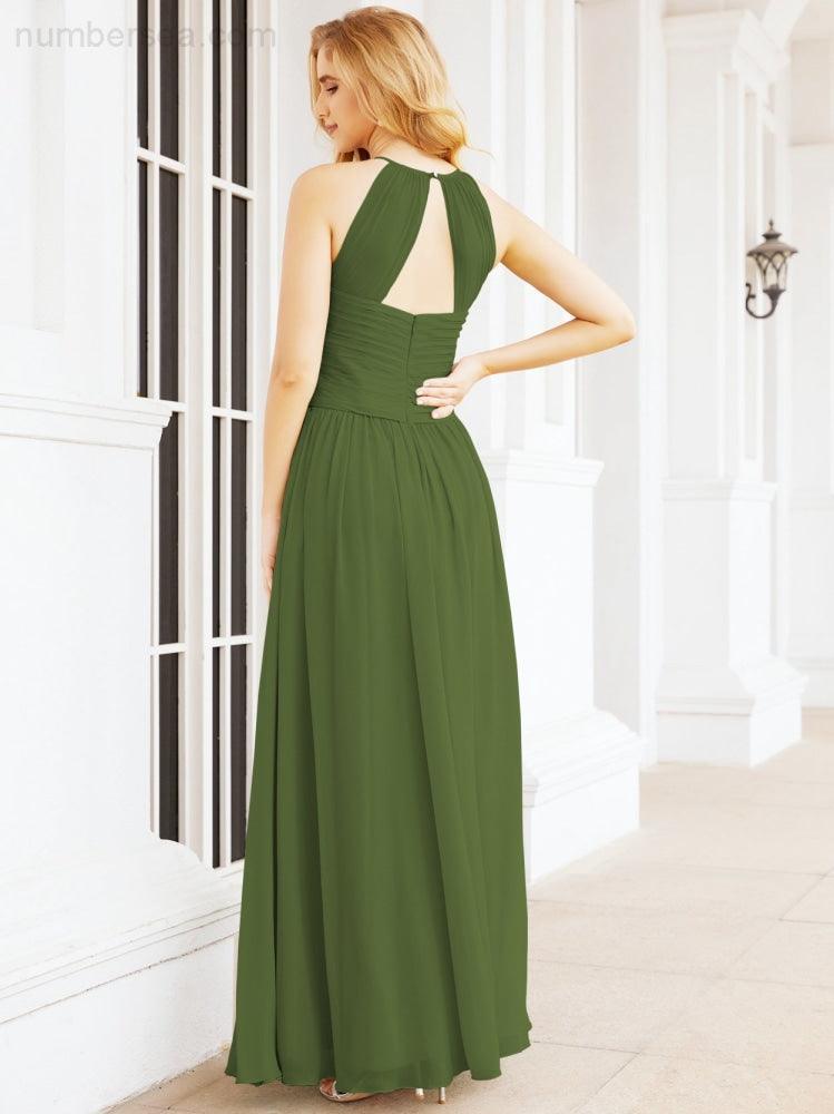 Numbersea Sleeveless Bridesmaid Dresses Long Prom Gown Zipper with Keyhole Back 28056-numbersea