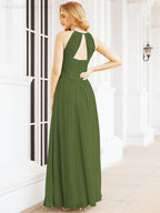 Numbersea Sleeveless Bridesmaid Dresses Long Prom Gown Zipper with Keyhole Back 28056-numbersea
