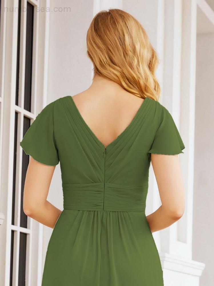 Numbersea Formal Prom Gowns for Mother of The Bride Cap Sleeves Bridesmaid Dress 28047-numbersea