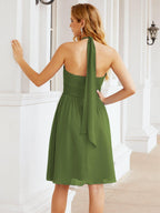 Numbersea Neckholder-Brautjungfernkleid aus Chiffon, kurz, ärmellos, formelles Partykleid, offener Rücken, 28023