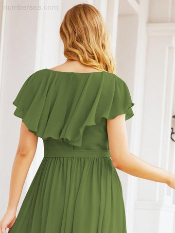 Bridesmaid Dresses with Flutter Sleeves Formal Evening Party Prom Gowns 28044-numbersea