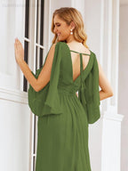 Numbersea Bridesmaid Dresses with Split for Wedding Party Flutter Sleeves 28045-numbersea