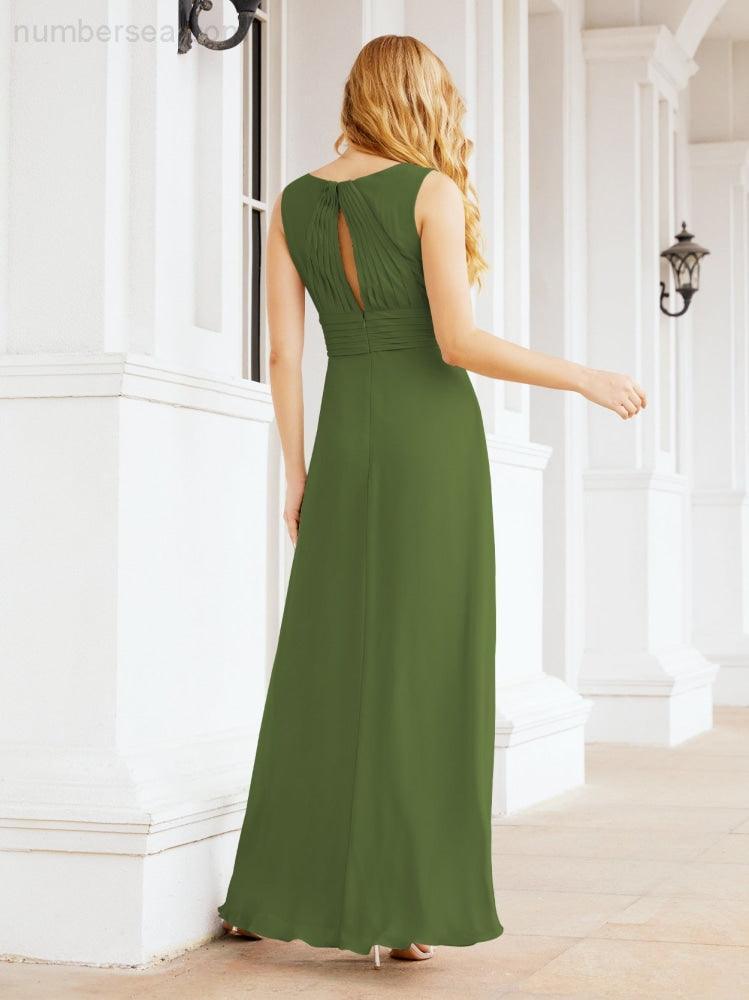 Formal Prom Gown Elegant V-Neck Sleeveless Bridesmaid Dresses for Wedding Party 28037-numbersea