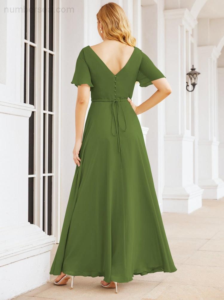 Numbersea Formal Prom Gowns for Mother of The Bride Short Sleeves Bridesmaid Dress 28049-numbersea