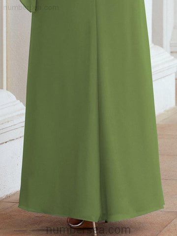 Numbersea Formal Party Gown Dress Long Chiffon Mother Of The Bride Dresses With Ruffle Cape 28026