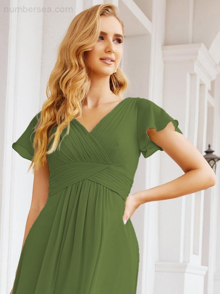 Numbersea Formal Prom Gowns for Mother of The Bride Cap Sleeves Bridesmaid Dress 28047-numbersea