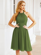 Numbersea Neckholder-Brautjungfernkleid aus Chiffon, kurz, ärmellos, formelles Partykleid, offener Rücken, 28023