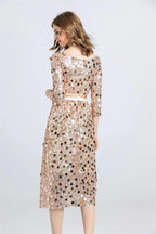 Glitzerndes Pailletten-Heimkehrkleid mit 3/4-Ärmeln, kurzes Ballkleid