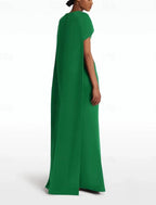 Formal Train Sleeveless Jewel Neck Stretch Crepe with Bow(s) Evening Gown Elegant Dress