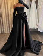 Vestido elegante de carnaval formal largo hasta el suelo sin mangas sin tirantes de satén con vestido de noche