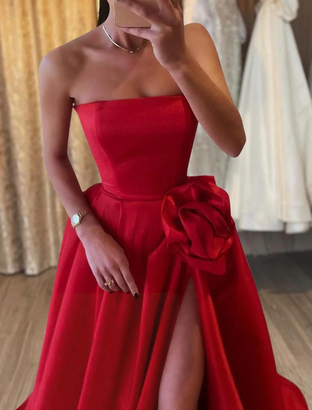 Vestido elegante de carnaval formal largo hasta el suelo sin mangas sin tirantes de satén con vestido de noche