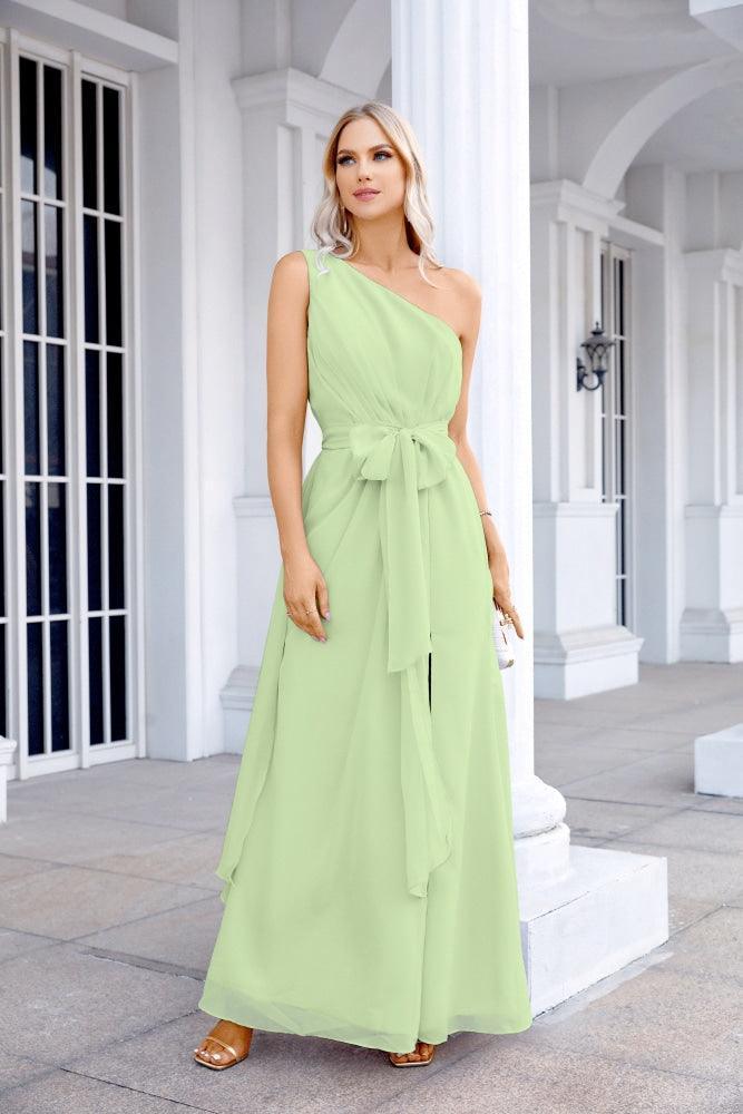 Ladies Chiffon One Shoulder Bridesmaid Evening Dress Wedding Party Evening Dress 28133-numbersea
