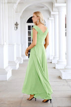 Ladies Chiffon V Neck Sleeveless Floor Length Bridesmaid Evening Dress Wedding Party Evening Dress 28126-numbersea