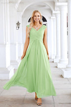 Ladies Chiffon V Neck Sleeveless Floor Length Bridesmaid Evening Dress Wedding Party Evening Dress 28126-numbersea