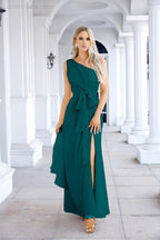 Ladies Chiffon One Shoulder Bridesmaid Evening Dress Wedding Party Evening Dress 28133-numbersea