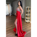Vestido de fiesta de sirena, sexy y atractivo, sin mangas, con hombros descubiertos y abertura lateral