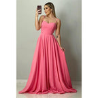 Spaghettiträger Herzausschnitt Langes Brautjungfernkleid Abendkleid 