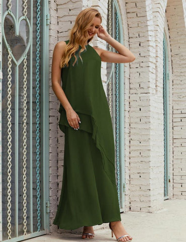 Chiffon Long Plus Size Mother Of Bride Dresses Formal Bridesmaid Prom Gown 28019 Martini Olive