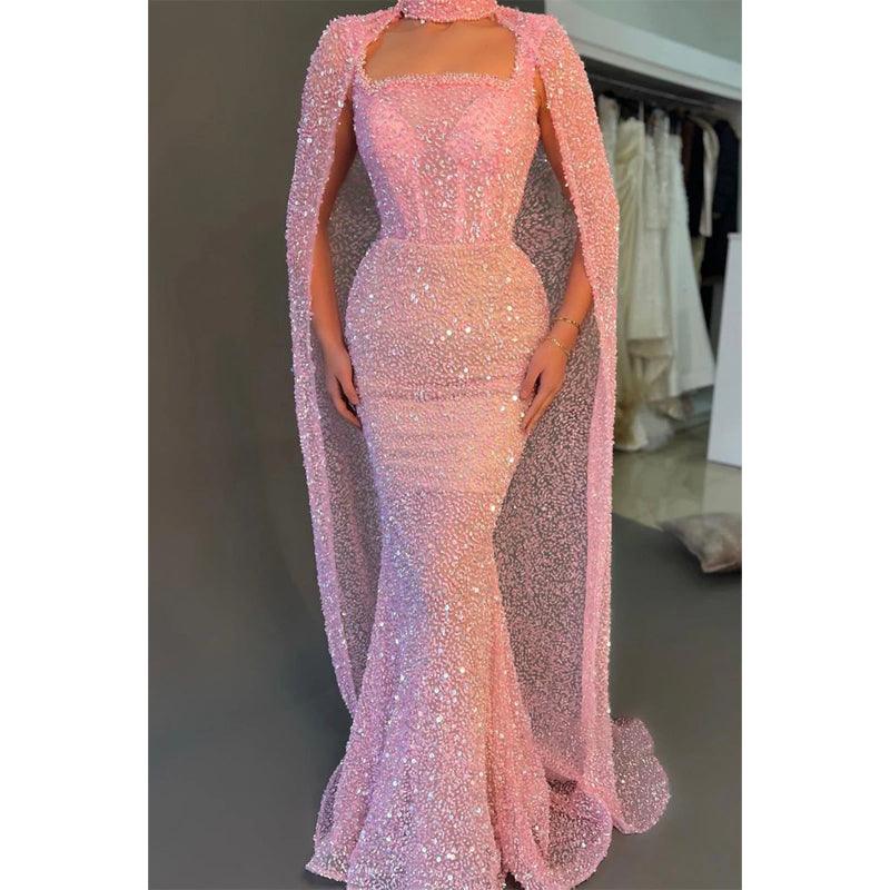 Vestido largo de fiesta formal con tirantes finos
