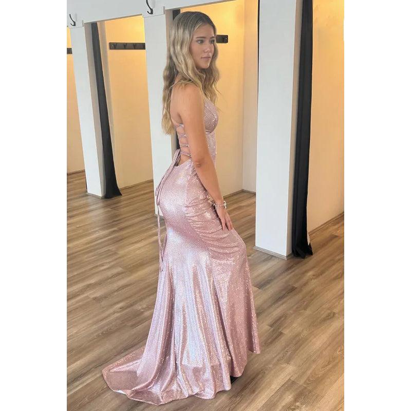 Vestido de fiesta sexy y atractivo de corte trompeta/sirena con tirantes cruzados y escote en V