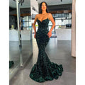 Vestido de fiesta largo de sirena con lentejuelas y tirantes finos y purpurina 