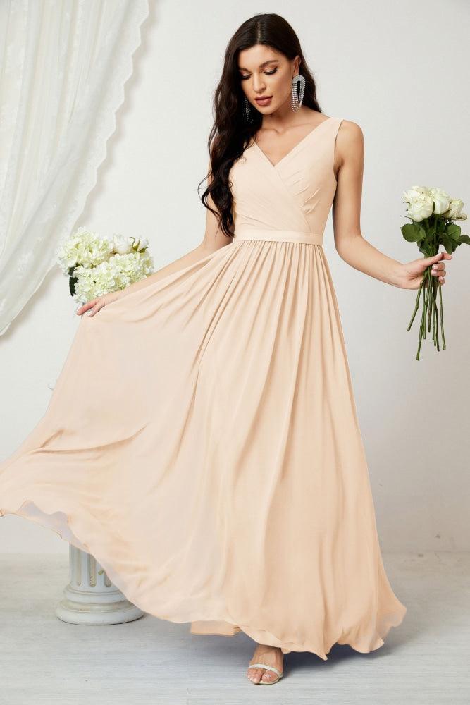 NumberSea-Women's Chiffon Long Bridesmaid Dresses A line Sleeveless Formal Prom Gown for Evening Party Homecoming Dresses 2808 NumberSea-Women's Chiffon Long Bridesmaid Dresses A line Sleeveless Formal Prom Gown for Evening Party Homecoming Dresses 2808