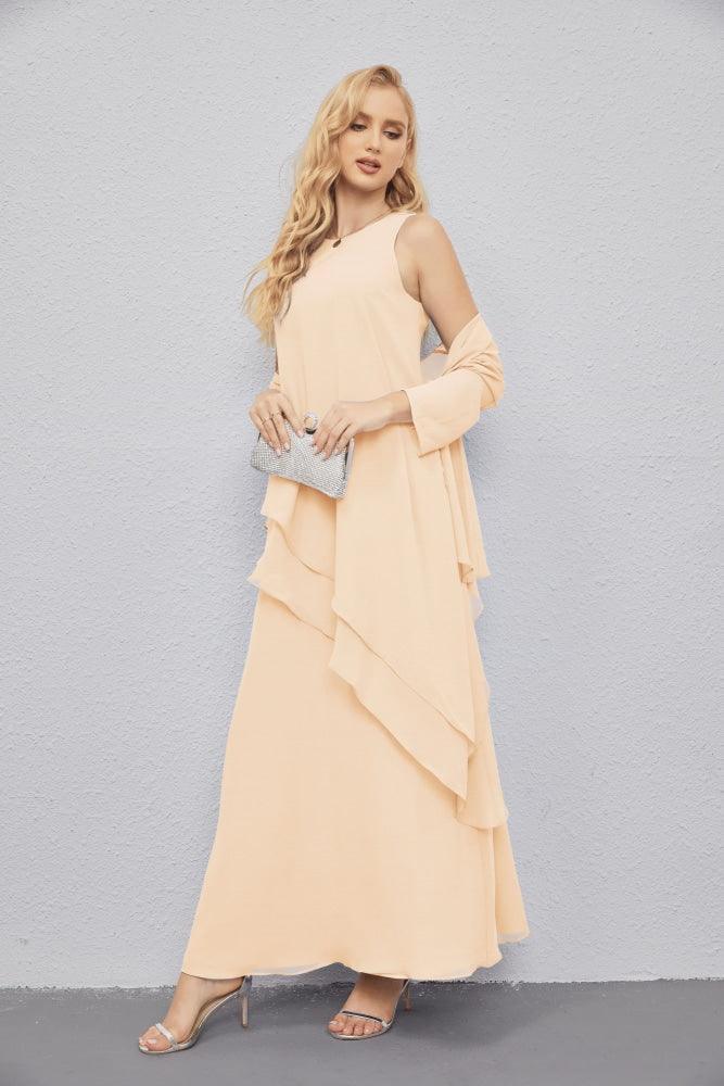 Mother of Bride Dresses with Open Front Lightweight Cardigan Formal Prom Gown 28081-numbersea