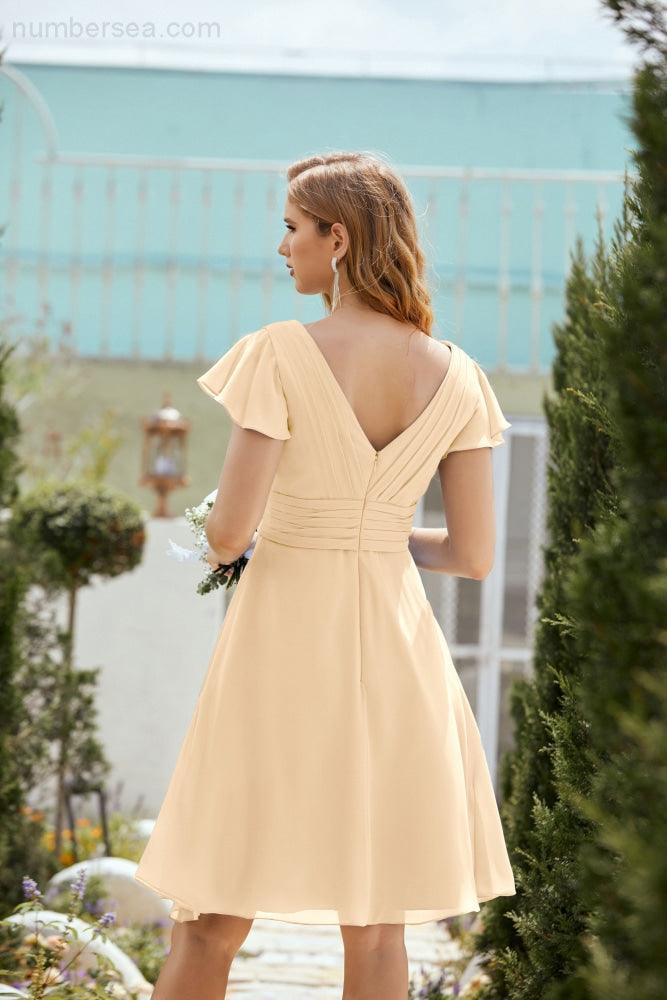 Neck Chiffon Bridesmaid Dresses Formal Cocktail Prom Gown Homecoming 28013
