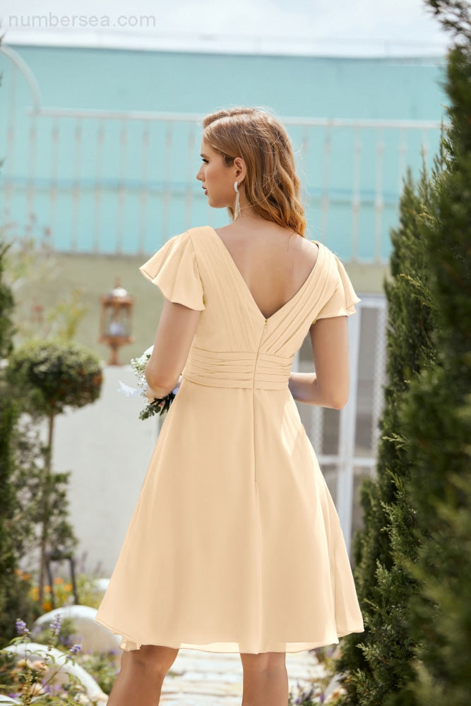 Neck Chiffon Bridesmaid Dresses Formal Cocktail Prom Gown Homecoming 28013